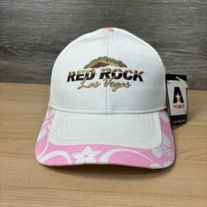 Red Rock Las Vegas Hat Cap Strap Back Womens One Size White Golf Adjustable NWT